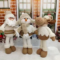 क्रिसमस आलीशान वापस लेने योग्य गुड़िया सांता/स्नोमैन/हिरन खड़े क्रिसमस गहने दूरबीन के साथ पैर बच्चों बच्चों खिलौना