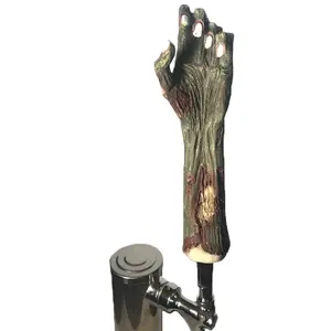 Custom Halloween party bar accessories personalized realistic ghoul dead skeleton hand skull zombie arm resin beer tap handle