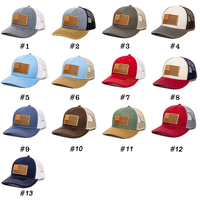 Gorras de camionero de cuero con logotipo personalizado, Gorras de camionero con logotipo personalizado de la bandera americana, de malla curvada de 6 paneles, Unisex