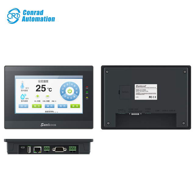 Samkoon SK-070QE V3 7'' Industrial HMI Touch Screen Display with COM1 RS-485(RS422)/COM2 RS-232 800x480 Resolution