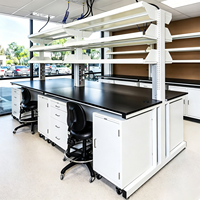 Meubles de laboratoire modulaires entièrement en acier, bancs de travail en îlot pour la chimie, la physique et la biotechnologie, tables murales de laboratoire avec support pour réactifs