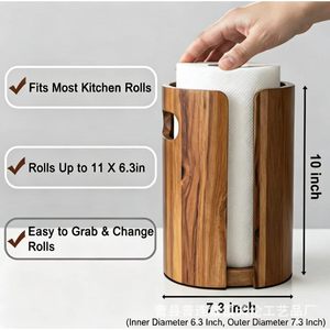 Cross-border wooden minimalist tissue holder, rotatable handheld tissue holder, <b>kitchen</b> roll <b>paper</b> storage pull-out tissue - Product Image 5