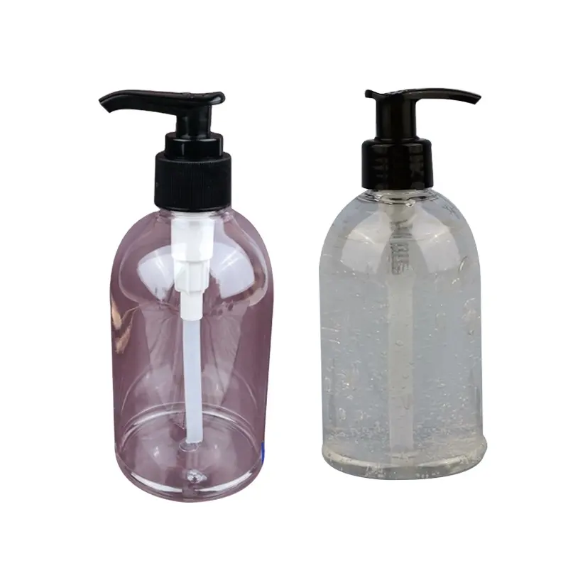 Garrafa PET Brilhante 280ml garrafa plástica com bomba de loção para lavar as mãos shampoo