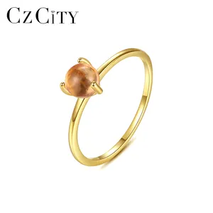 CZCITY売れ筋トレンディな女性ゴールドカラフルな宝石ダイヤモンド婚約メッキクリスタルナチュラルムーンストーンリング