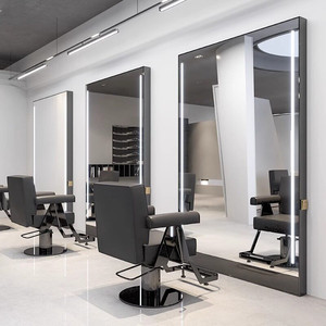 Miroir de barbier, station de coiffure sur pied ou murale pour salon de coiffure spécialisé dans les permanentes et les colorations - Product Image 2