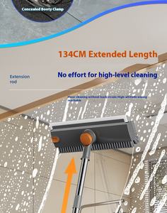 Cepillo de Limpieza Multifunción Giratorio con Mango Largo, Cepillo de Plástico para Azulejos, Limpieza de Paredes, Esquinas, Patio, Baño y Bañera - Product Image 5