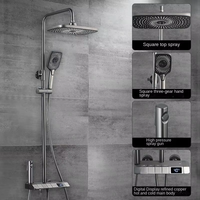 Système de Douche de Luxe pour Salle de Bain avec Affichage Numérique, Pommes de Douche LED, Touches Piano, Fixation Murale, Mitigeur Eau Chaude Froide et Valve en Céramique