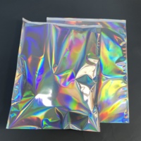 Enveloppes holographiques brillantes personnalisées avec logo, impression gravure laser arc-en-ciel métallique en aluminium, étanches pour l'expédition de vêtements