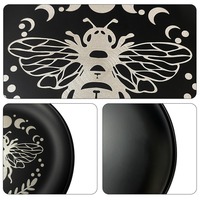 Plateau rituel pour chat de 14 cm en acier inoxydable, support de prière, d'astrologie et de tarot pour la purification par la sauge, le Palo Santo et la décoration de cristaux