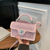 Sac Tendance 2025 – Sac à Main Diamant Petit Format Carré avec Fermeture Éclair en PU, Couleur Bonbon, Sac à Bandoulière Croisé pour Femme