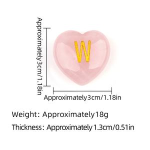 Corazón de Cristal Rosa Natural, 26 Letras, Tallado a Mano, Piedra Preciosa, Adornos Pequeños en Inglés para Decoración del Hogar - Product Image 5