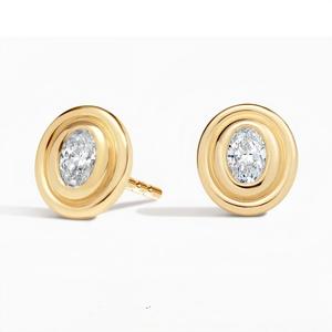 Pendientes de Oro Sólido de 14K con Diamantes Sintéticos Cultivados en Laboratorio, Certificados por IGI, Pendientes de Oro Sólido con Diamantes Cultivados en Laboratorio - Product Image 2