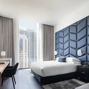 Китай Саудовская Аравия Дубай пятизвездочный Риу отель простой современный кожаный обшитый деревянный набор мебели для спальни
