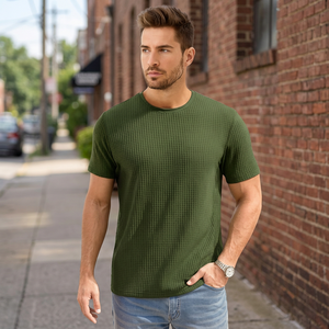 T-shirt de sport décontracté pour homme avec impression photo personnalisée, 180 grammes, respirant, écologique, séchage rapide, tricot gaufré, fitness, 100% coton - Product Image 3