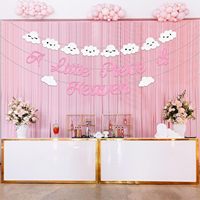 Spanduk Awan Berkilauan Merah Muda, Sepotong Surga Kecil, Spanduk Awan untuk Anak Perempuan, Surga yang Menawan, Dihantar di Awan, Dekorasi Baby Shower