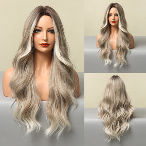 Pelucas de Cabello Completo en Color Gris Claro con Mechas Mixtas, Estilo Europeo y Americano, Trans Border Spot - Product Image 2