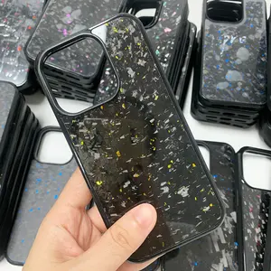 Unique High Quality Glossy Silver Blue Shell Carbon Fiber Phone Case For IPhone 14 15 Pro Max Custom