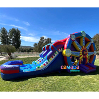 Château gonflable combiné avec grande roue, qualité commerciale, prix de gros, pour fêtes et carnavals