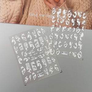 White Lace Flowers 5d Embossed Nail Art Stickers <strong>Strips</strong> 3d Nail Art Wraps Sticker Decals - Product Image 2