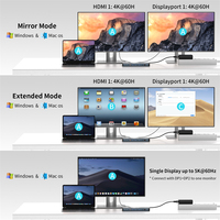 Station d'accueil Thunderbolt 4 240W pour ordinateur portable, double HDTV/DP 4K60Hz, USB-C/A 10Gbps, PD 100W, prise en charge MST pour MacBook