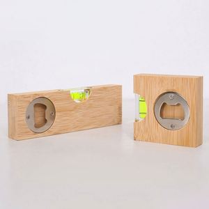 Square Bamboo Bottle Beer Opener With <b>Level</b> - Product Image 4