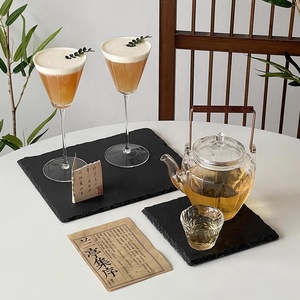 Assiette carrée <span class=keywords><strong>rectangulaire</strong></span> en pierre de lave créative, <span class=keywords><strong>plateau</strong></span> de service à sushi BBQ, <span class=keywords><strong>plateau</strong></span> plat noir en ardoise pour dîner - Product Image 2