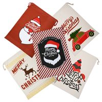 Sac de Noël en toile rouge écologique 250 g/m² pour camion et arbre, ensemble de sacs cadeaux de Noël (50x70cm) avec impression par sublimation, MOQ 100 pièces
