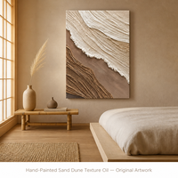 Peinture murale abstraite sur toile, texture vague de sable crème côtière, pour salon, décoration Wabi-Sabi Boho