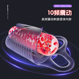 Juguetes sexuales, masturbador masculino vibrador con manivela, entrenador de pene, masturbador eléctrico vibrador. - Product Image 2