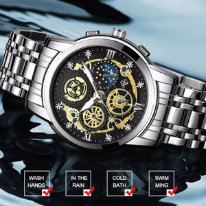 Montre décontractée pour homme BINBOND, en acier inoxydable, simple, 20 mm, populaire, lumineuse, étanche 3 ATM, avec date, mouvement à quartz - Product Image 5