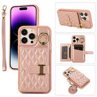 Étui portefeuille bandoulière pour iPhone 11 12 13 14 15 16 17 et Samsung Galaxy avec poignée de maintien pour téléphone portable