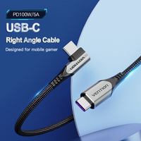 Câble USB 2.0 C vers C Vention 5A, câble USB-C vers USB-C 100W, câble USB-C rapide, style à angle droit