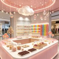 Farbenfrohe Moderne LED-beleuchtete Umweltfreundliche Süßwarenladen-Möbel Pick-and-Mix Ausstellungsregal Thekenvitrine für Einzelhandelsgeschäfte