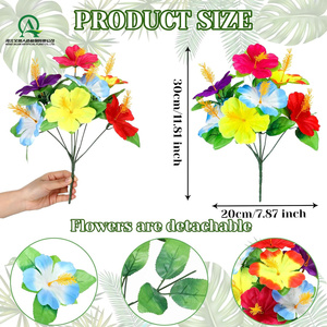 ดอกไม้<span class=keywords><strong>ฮาวาย</strong></span>ประดิษฐ์ช่อดอกไม้สําหรับตารางFaux Hibiscusช่อดอกไม้ดอกไม้เขตร้อนสําหรับLuauฤดูร้อนธีมสวน - Product Image 4