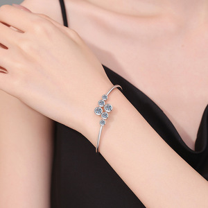 Bracelet jonc multi-couches tendance pour femme en argent sterling 925 certifié, serti de moissanite brillante couleur D simple - Product Image 5