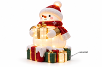 Bonhomme de neige gonflable de Noël avec éclairage LED et boîtes cadeaux, bonhomme de neige avec chapeau rouge et écharpe pour la décoration de jardin extérieur, pelouse, Noël, fêtes
