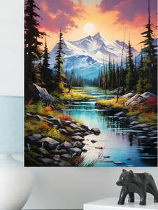 Peinture par numéro Kit paysage série coucher de soleil enneigé montagne forêt sans cadre pliant peint à <span class=keywords><strong>la</strong></span> main maison Art peinture décorative - Product Image 2