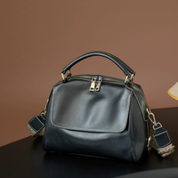 Tas Tangan Wanita Kulit Asli Gaya Vintage Tas Boston Retro Tas Selempang Bahu Kulit Sapi Lapisan Atas Mewah Kapasitas Besar