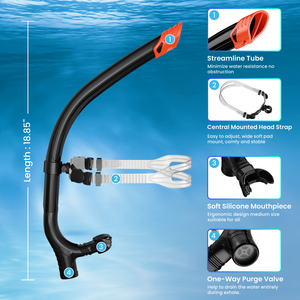 Set de Snorkel Frontal Dry Top - <span class=keywords><strong>Tubo</strong></span> de Respiración Profesional de PVC <span class=keywords><strong>con</strong></span> Características Duraderas e Impermeables, Kit de Entrenamiento de Natación Unisex - Product Image 4