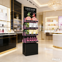 Présentoir autoportant en métal pour soins de la peau, masques en feuille, échantillons de parfum, cosmétiques, palettes de fards à paupières et outils