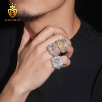 Petit MOQ Bague Hip Hop pour Homme en Argent Sterling 925, style Rapper, sertie de Moissanite D VVS en grappe, passe le test du diamant