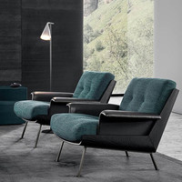 Canapé individuel DaiKi, fauteuil de loisir, accoudoir design, villa, balcon, salon, cuir véritable, meubles de maison italiens personnalisés, légers
