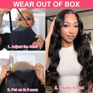 HD 13x6 parrucca frontale in pizzo trasparente con onda del corpo 13x4 capelli umani anteriori 4x6 Ready To Wear Go senza colla parrucca 250 densità - Product Image 3