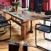 Bois soirée fête arbre journal 6ft 8ft Table à manger pastorale rustique naturel meubles de maison moderne cuisine Table en bois massif