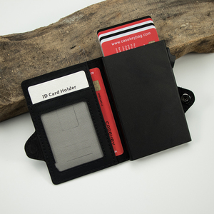 Casekey Hot Sale Vintage Pu Leather Aluminum <b>Rfid</b> <b>Men</b> Business Id Card Holder Thin Pop Out Slim Push Button Card Case <b>Wallet</b> - Product Image 5