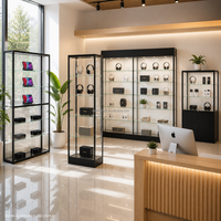 Meuble de magasin de détail avec éclairage LED et cadre en acier inoxydable, vitrine en verre pour les magasins de tabac et de produits fumeurs
