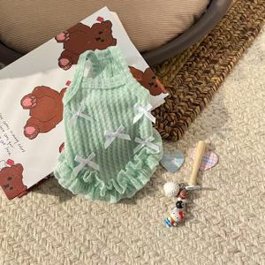 Summer thin and breathable striped vest for pet dogs, <b>cat</b>-themed two-legged suspenders, cute Teddy dog <b>clothes</b> - Product Image 4