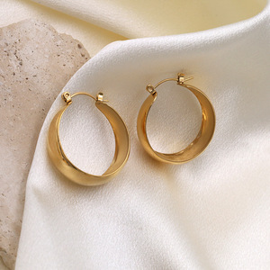 Hoop Earrings Gold Style A 005 Geometric Design Fashion Jewelry - Product Image 2
