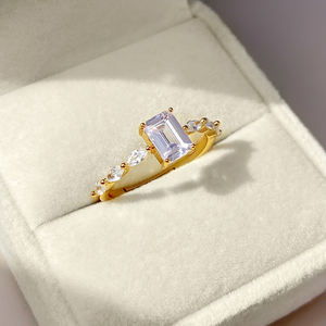 แหวนแฟชั่นหรูหรา ประดับเพชรคิวบิกเซอร์โคเนีย ชุบทอง 18K ดีไซน์รูปหัวใจ สำหรับงานปาร์ตี้ - Product Image 5