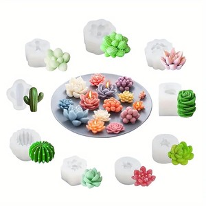 Juego de 9 Moldes de Silicona para Suculentas, Hechos a Mano, sin Humo, para Velas Aromáticas, Decoración del <span class=keywords><strong>Hogar</strong></span> y Plantas, Manualidades de Resina DIY - Product Image 1